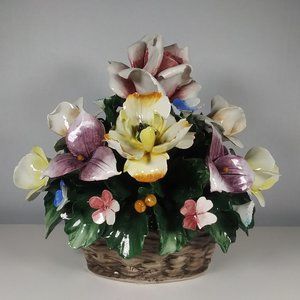 Capodimonte Porcelain Flower Basket - S. Rioleva - Italy